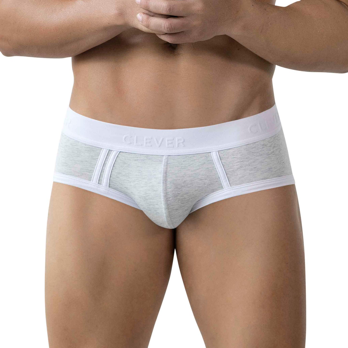 BRIEF EN ALGODON DE SESGOS IMPACTO GRIS CLARO