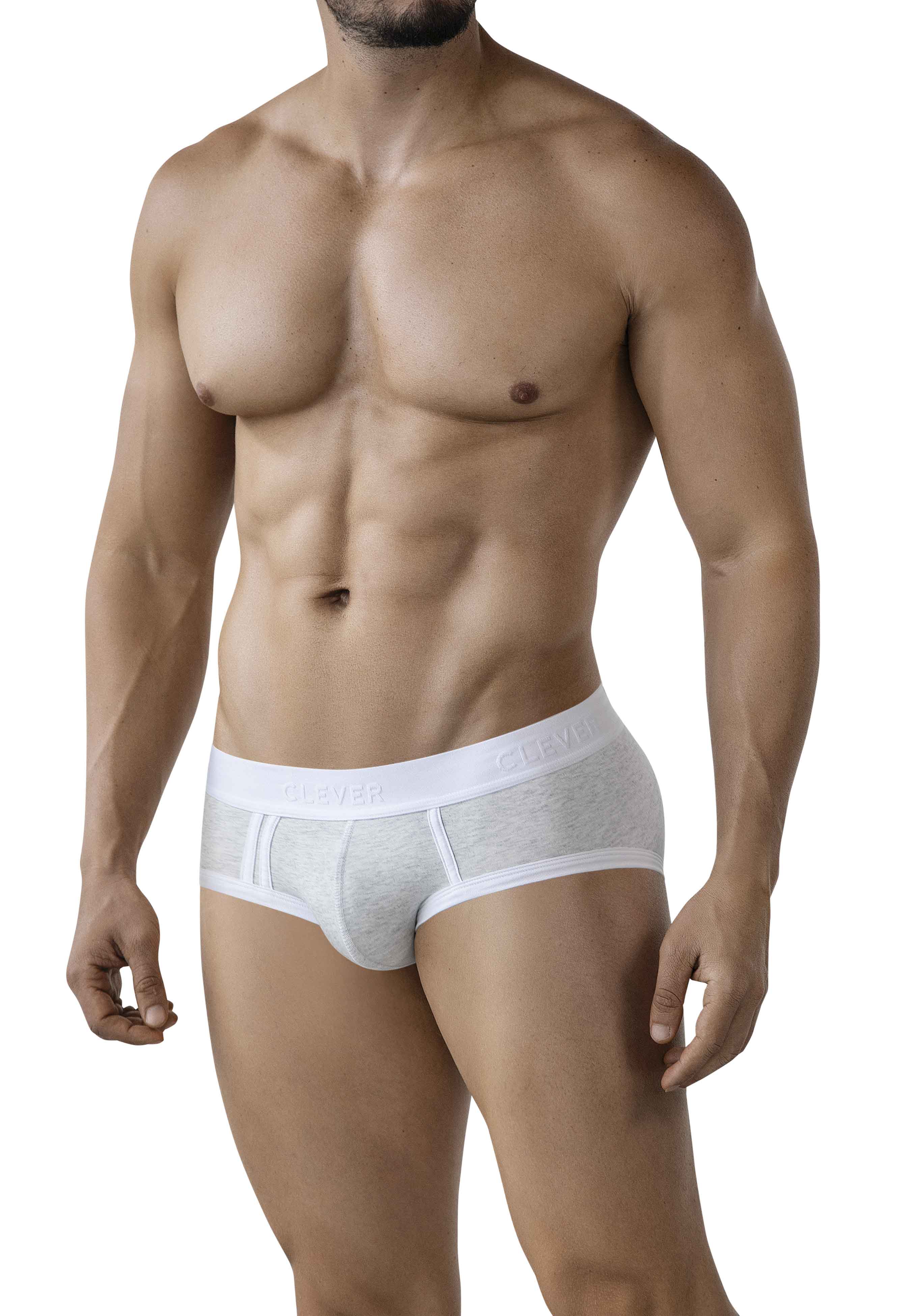 BRIEF EN ALGODON DE SESGOS IMPACTO GRIS CLARO